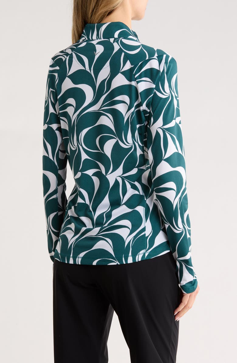Callaway Abstract Floral Swirl Quarter Zip Pullover, Alternate, color, Atlantic Deep