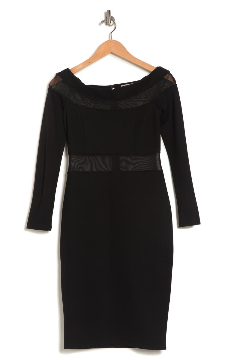 Love By Design Off-the-Shoulder Mesh Panel Bodycon Dress, Alternate, color, 