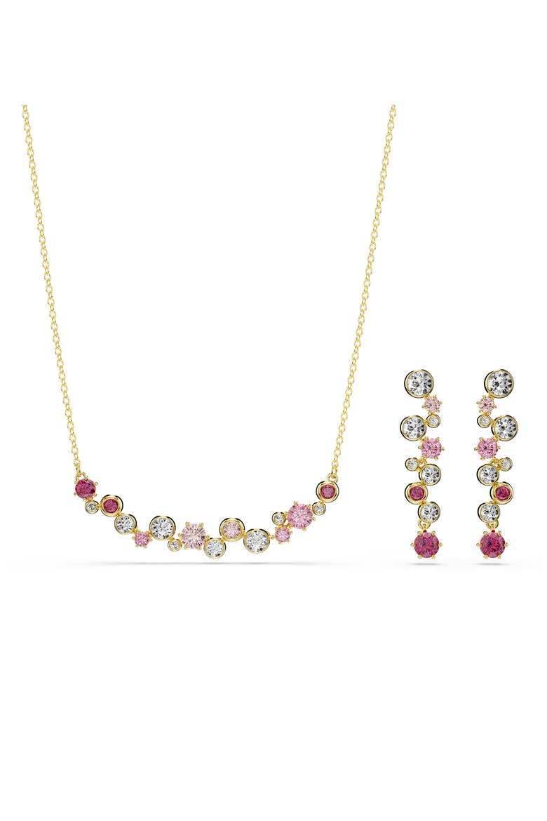 Constella Crystal & Zirconia Frontal Necklace, Main, color, GOLD/ RED