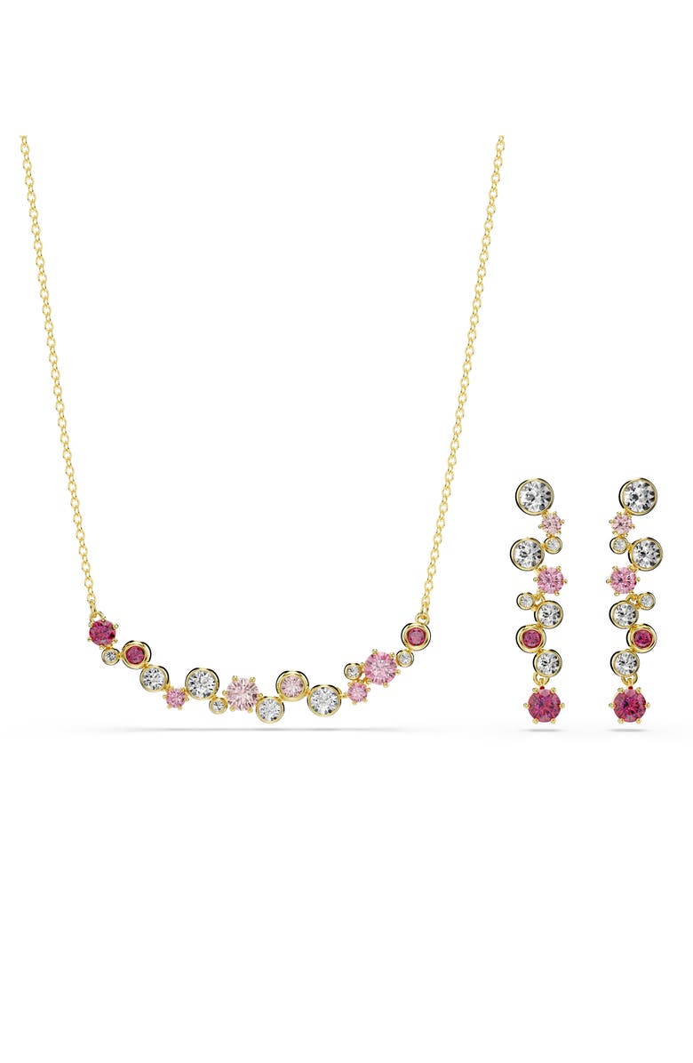 Swarovski Constella Crystal & Zirconia Frontal Necklace, Main, color, Gold/ Red