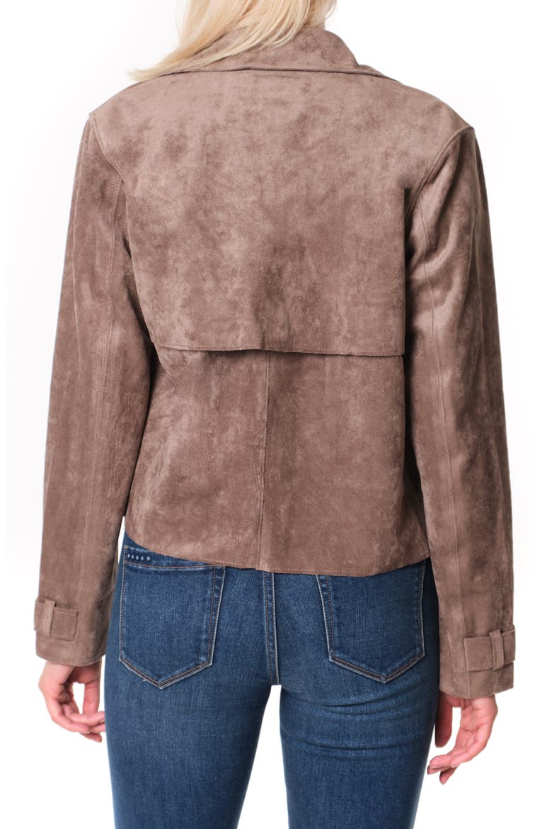 Seal the Deal Faux Suede Crop Trench, Alternate, color, TAUPE