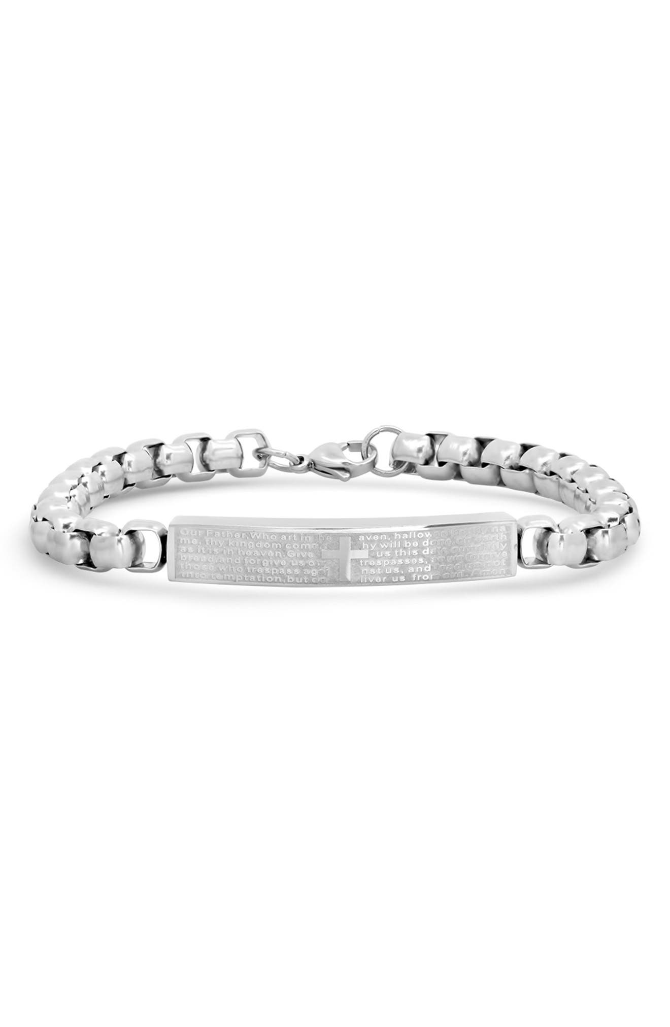 HMY JEWELRY Men's Stainless Steel Lord's Prayer Box Chain Bracelet
