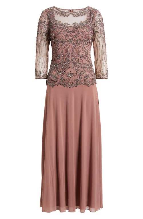 Pisarro Nights Pisaro Nights Beaded Mesh Mock Two-piece Gown