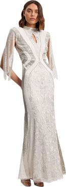 Karen Millen Tassel Sleeve High Neck Maxi Dress