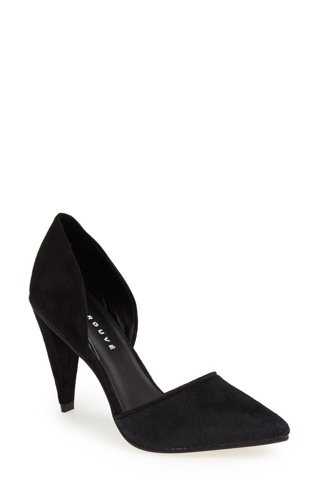 'Devina' d'Orsay Pump, Main, color, BLACK HAIRCALF