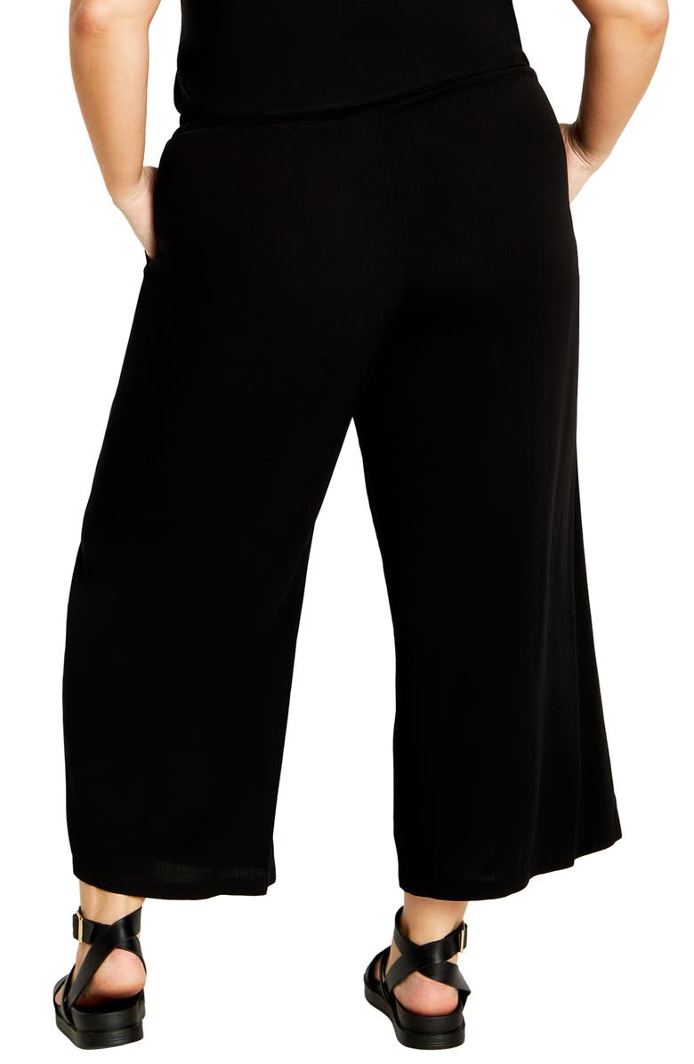 City Chic Nova Wide Leg Drawstring Ankle Pants, Alternate, color, Black
