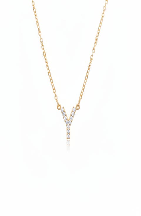 14K Solid Gold Zoe Initial Necklace with Diamonds