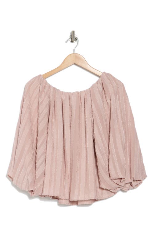 Shop Renee C Semisheer Boat Neck Balloon Sleeve Top In Mauve