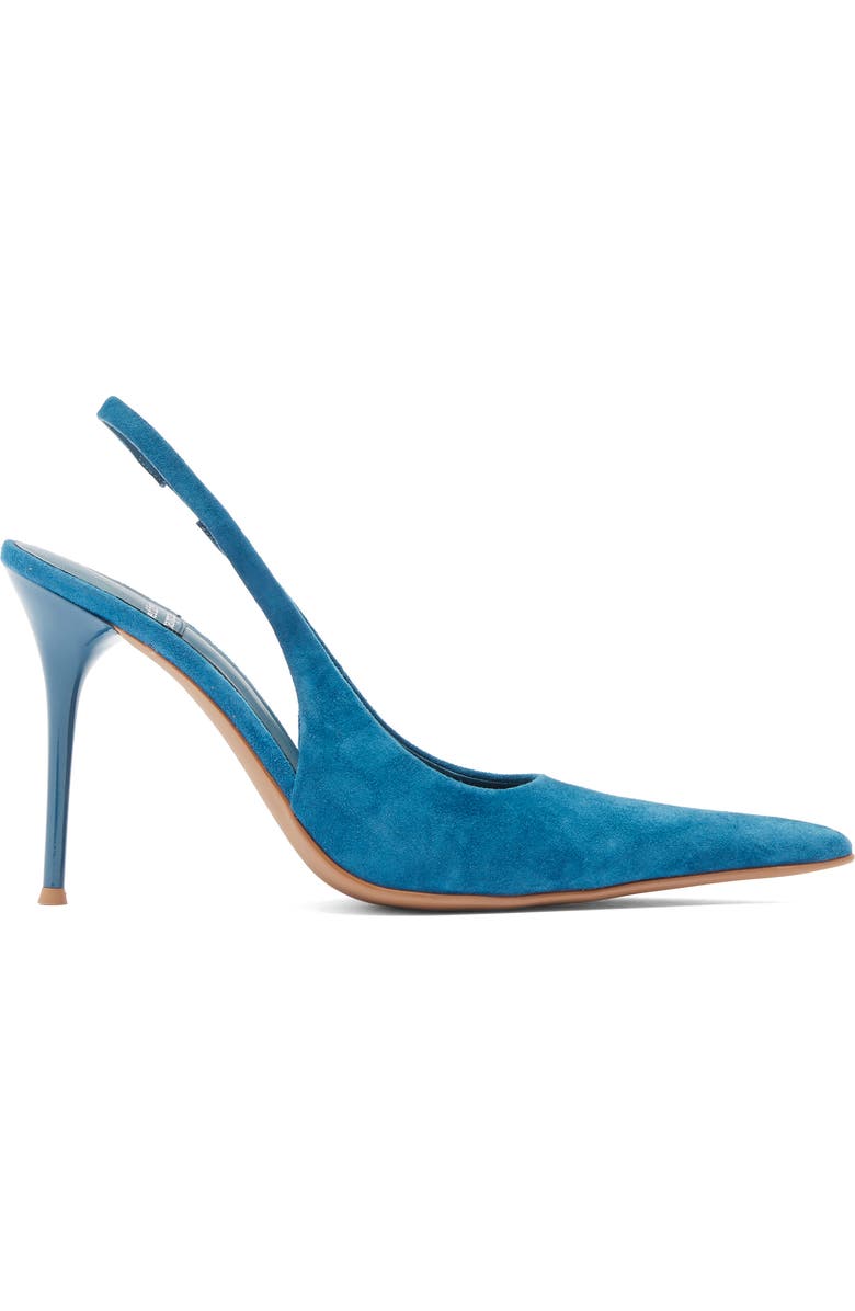 Jeffrey Campbell You Wish Slingback Pointed Toe Pump, Alternate, color, Turquoise Suede