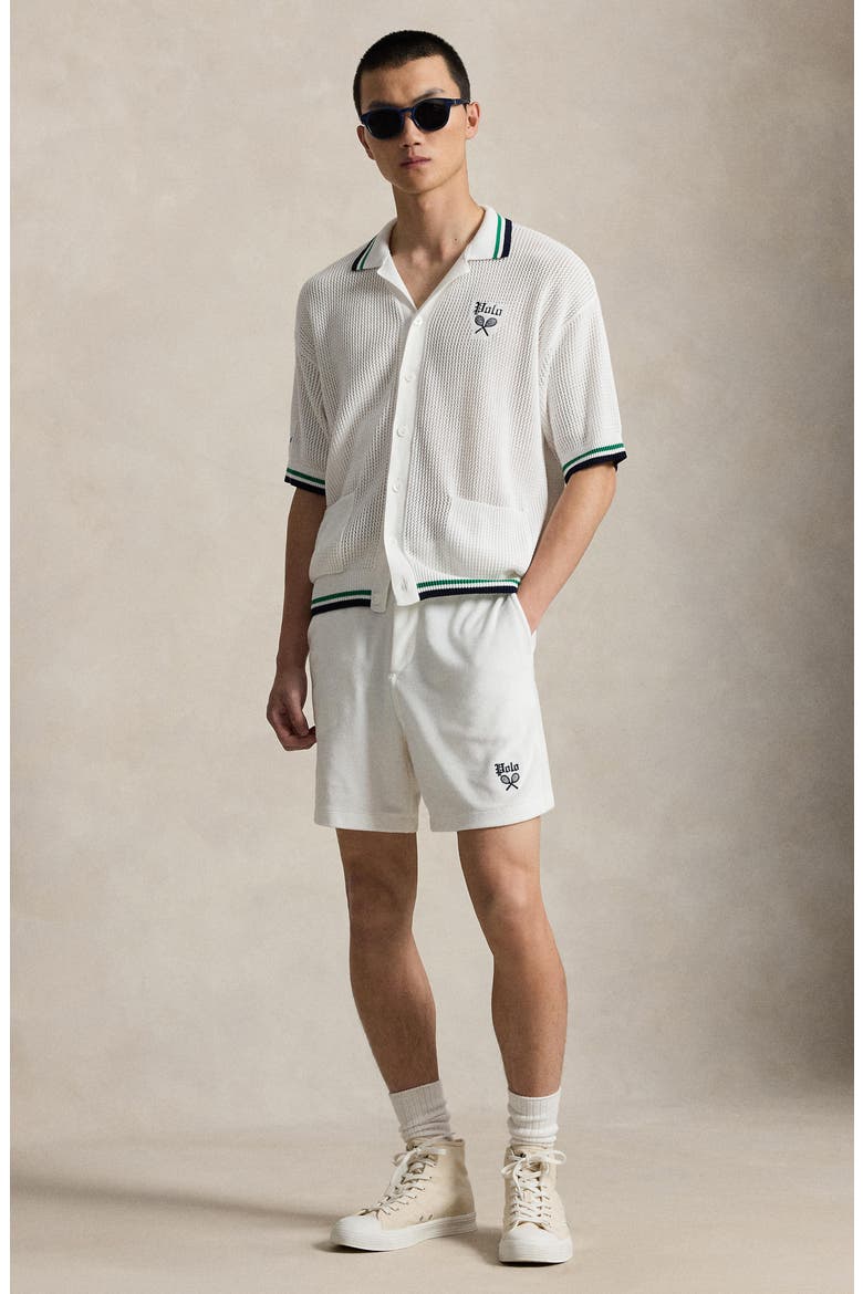 US Open Short Sleeve Knit Cardigan, Alternate, color, WHITE