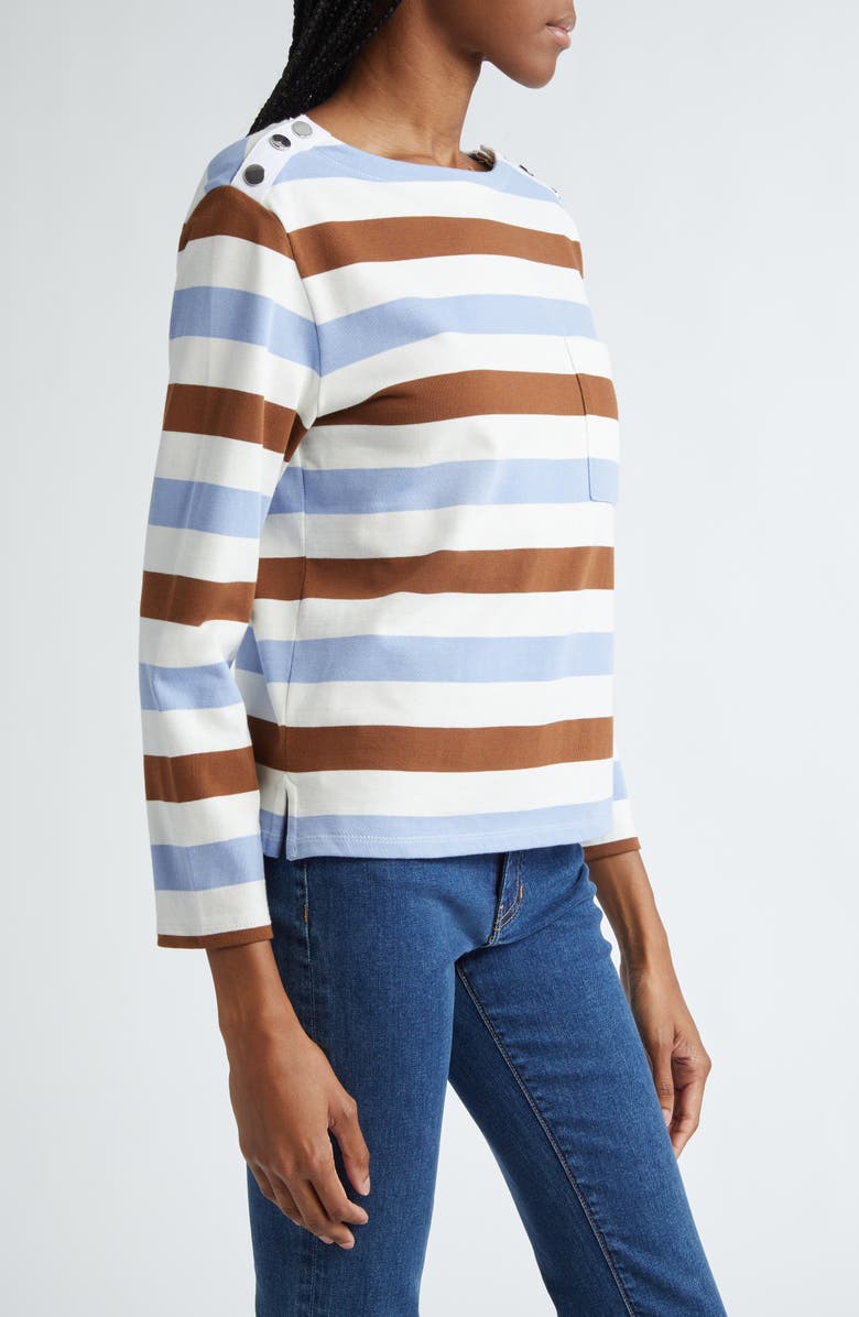 Veronica Beard Hovey Stripe Boat Neck Cotton T-Shirt, Alternate, color,