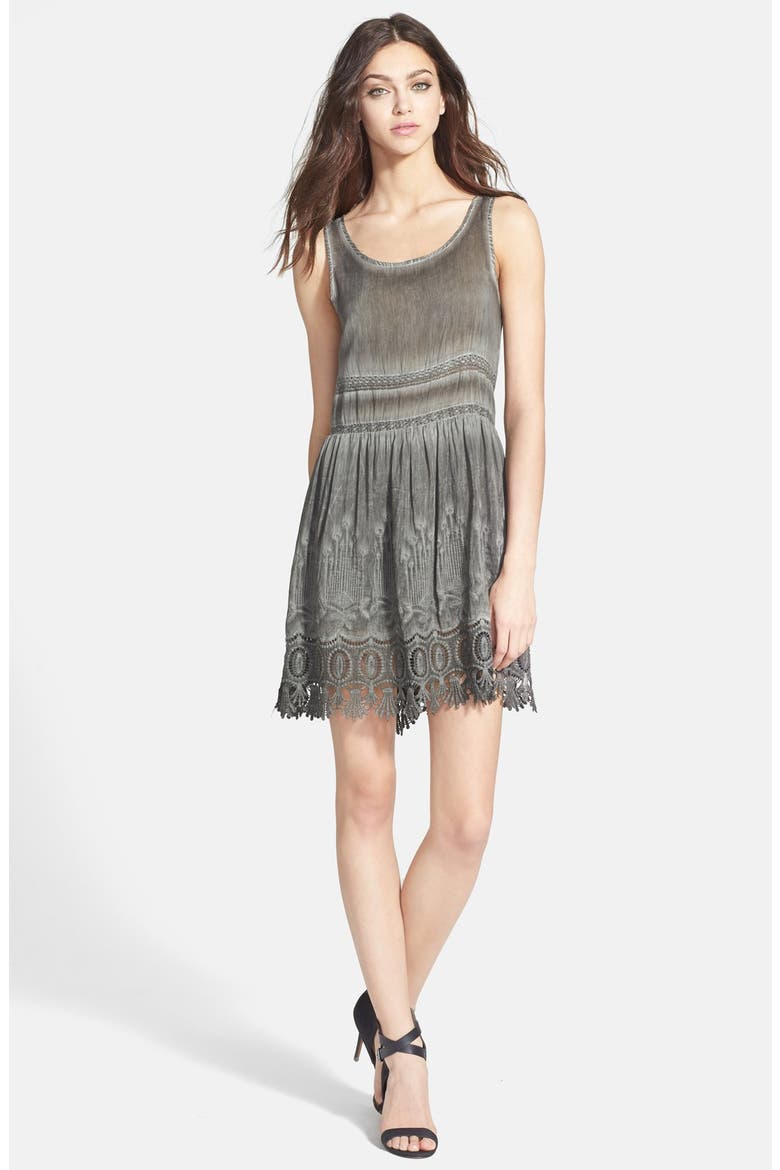Embroidered & Lace Embellished Babydoll Dress, Alternate, color, ASH