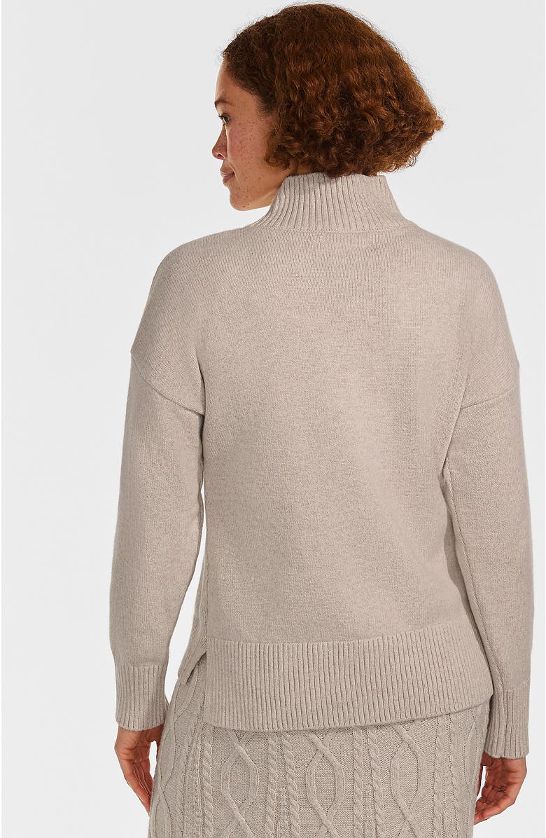 Lands' End Dweller Split Hem Turtleneck Sweater, Alternate, color, Oatmeal Tan Heather