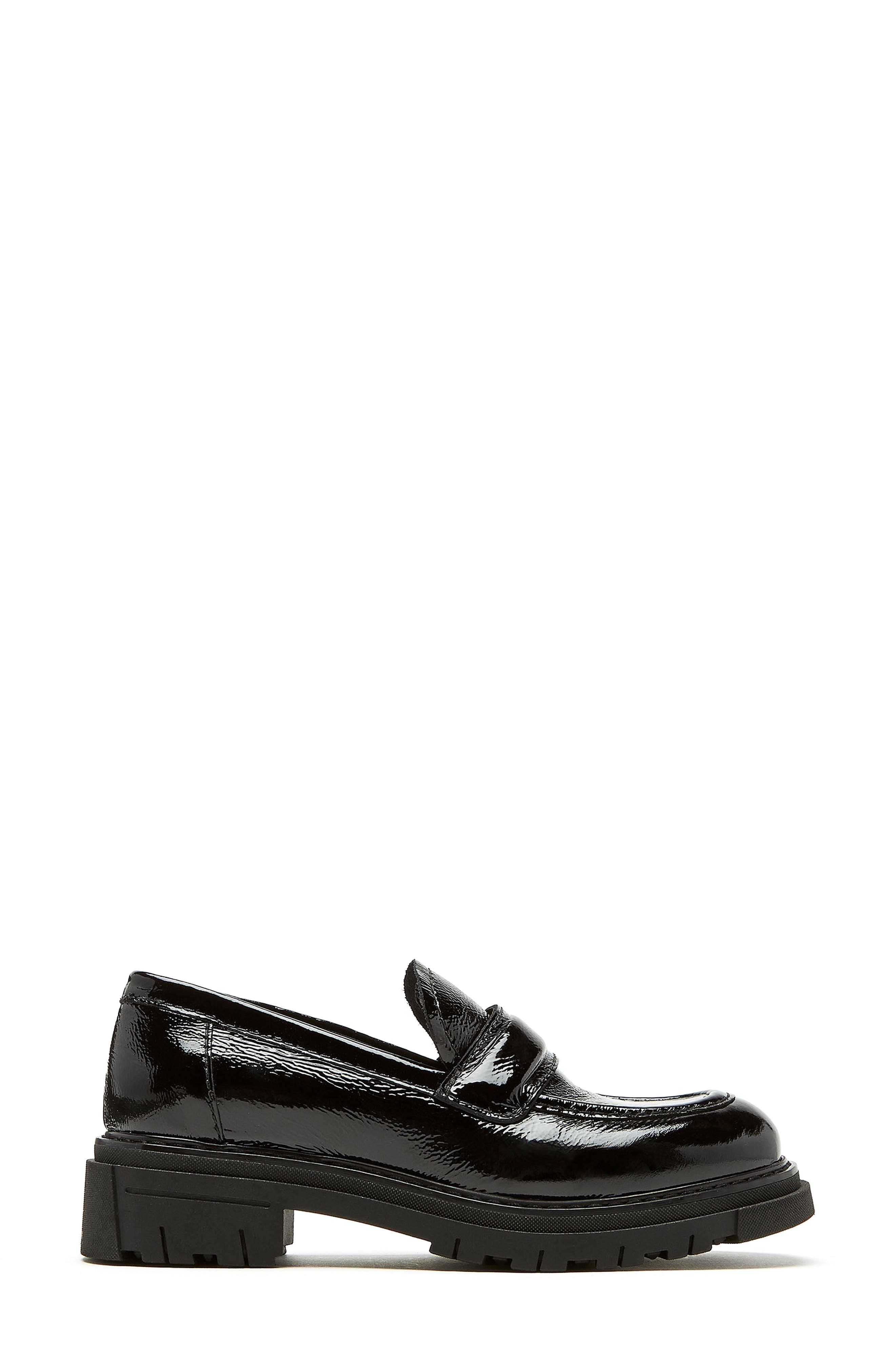 Della City Dry™ Lug Sole Waterproof Loafer, Alternate, color, BLACK PATENT
