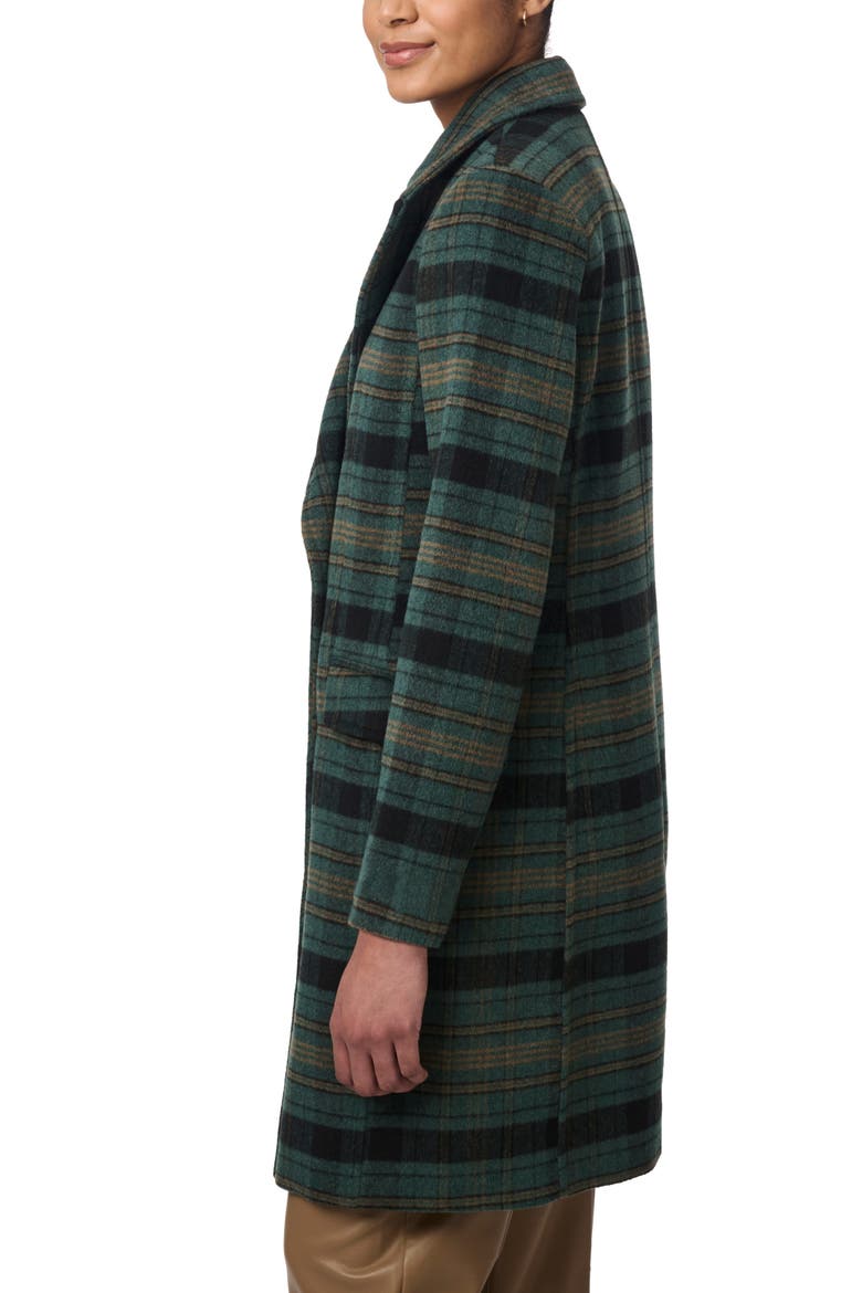 Plaid Double Breasted Coat, Alternate, color, GREEN PLAIN