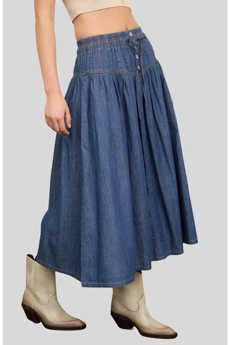 Western Denim Maxi Skirt, Alternate, color, DENIM