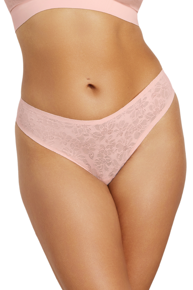 Soft Lace Thong, Main, color, Barely Pink