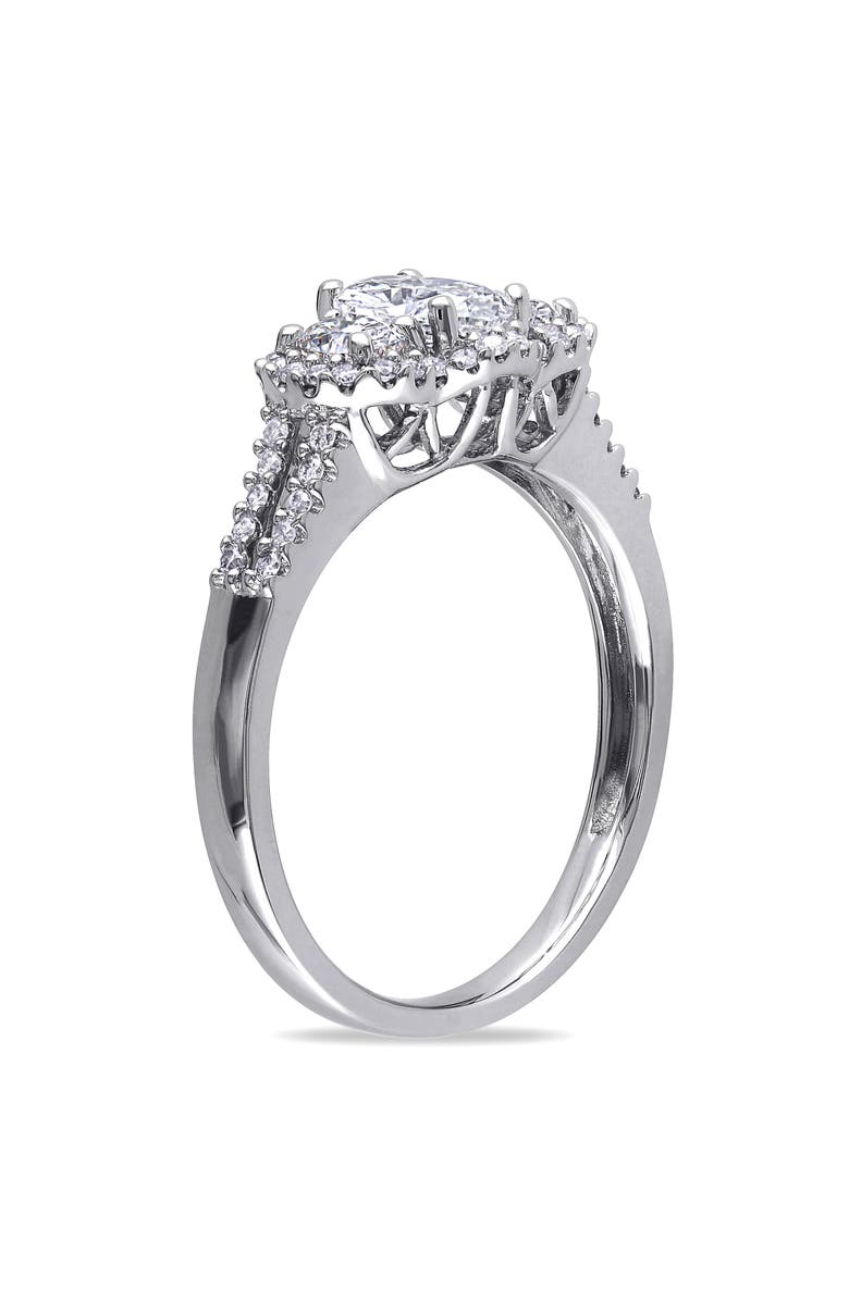 Julianna B. Diamond Oval 3-Stone Halo Engagement Ring 14k, Alternate, color, 14K White Gold