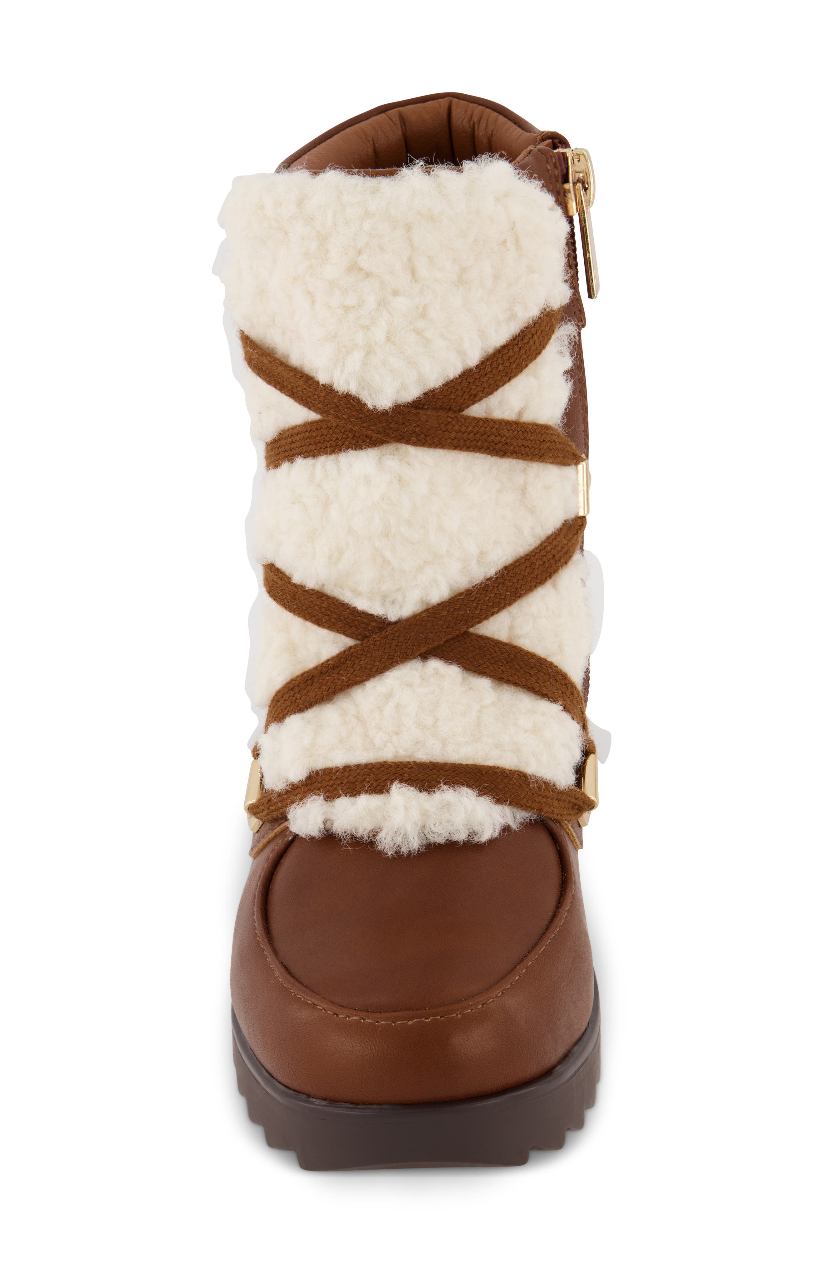 Kenneth Cole Kids' Terri Faux Shearling Hiker Boot, Alternate, color, Cognac