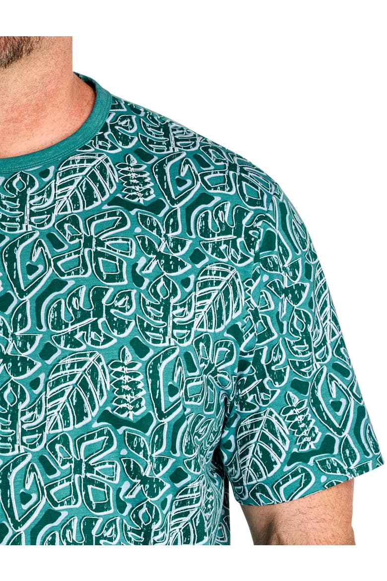 Big & Tall Moisture-Wicking Leaf Print T-Shirt V3, Alternate, color, NORTH SEA