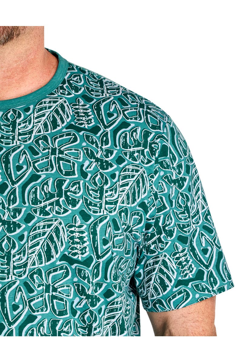 Harbor Bay by DXL Big & Tall Moisture-Wicking Leaf Print T-Shirt V3, Alternate, color, North Sea