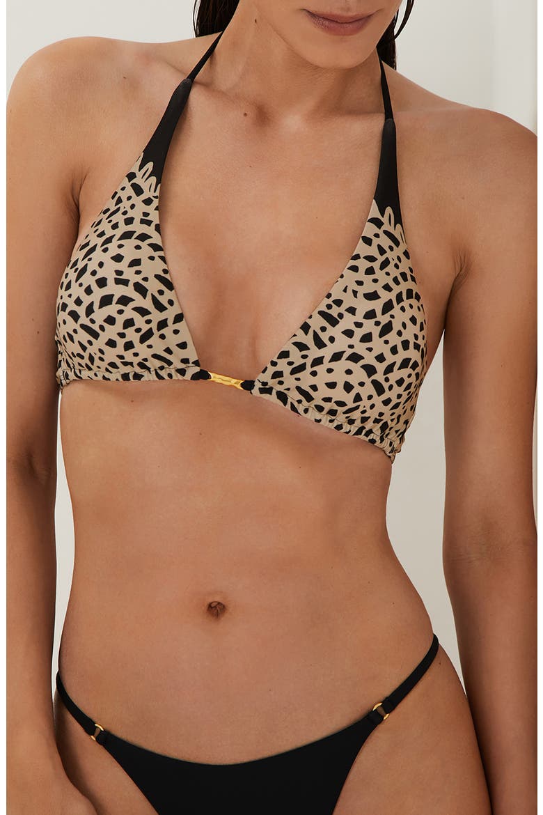 Poeme Karen Triangle Bikini Top, Alternate, color, BEIGE MULTI