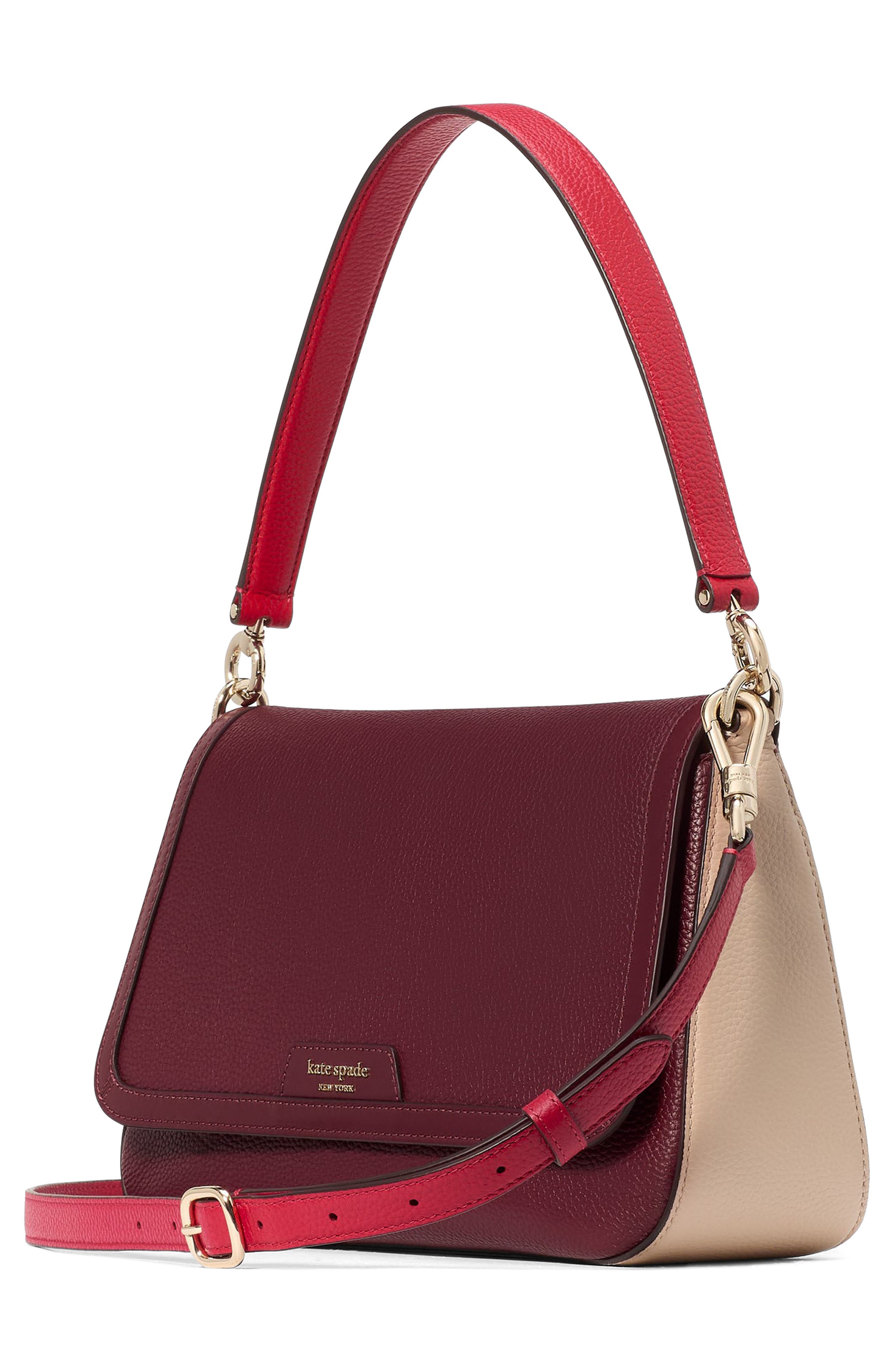 hudson colorblock pebbled leather satchel, Alternate, color, CHERRY JUICE MULTI