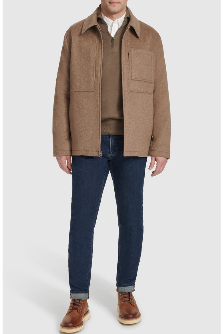 Felt Zip Front Shirt Jacket, Alternate, color, MUSHROOM