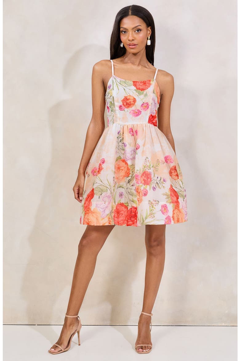 Floral Print Minidress, Alternate, color, WHITE