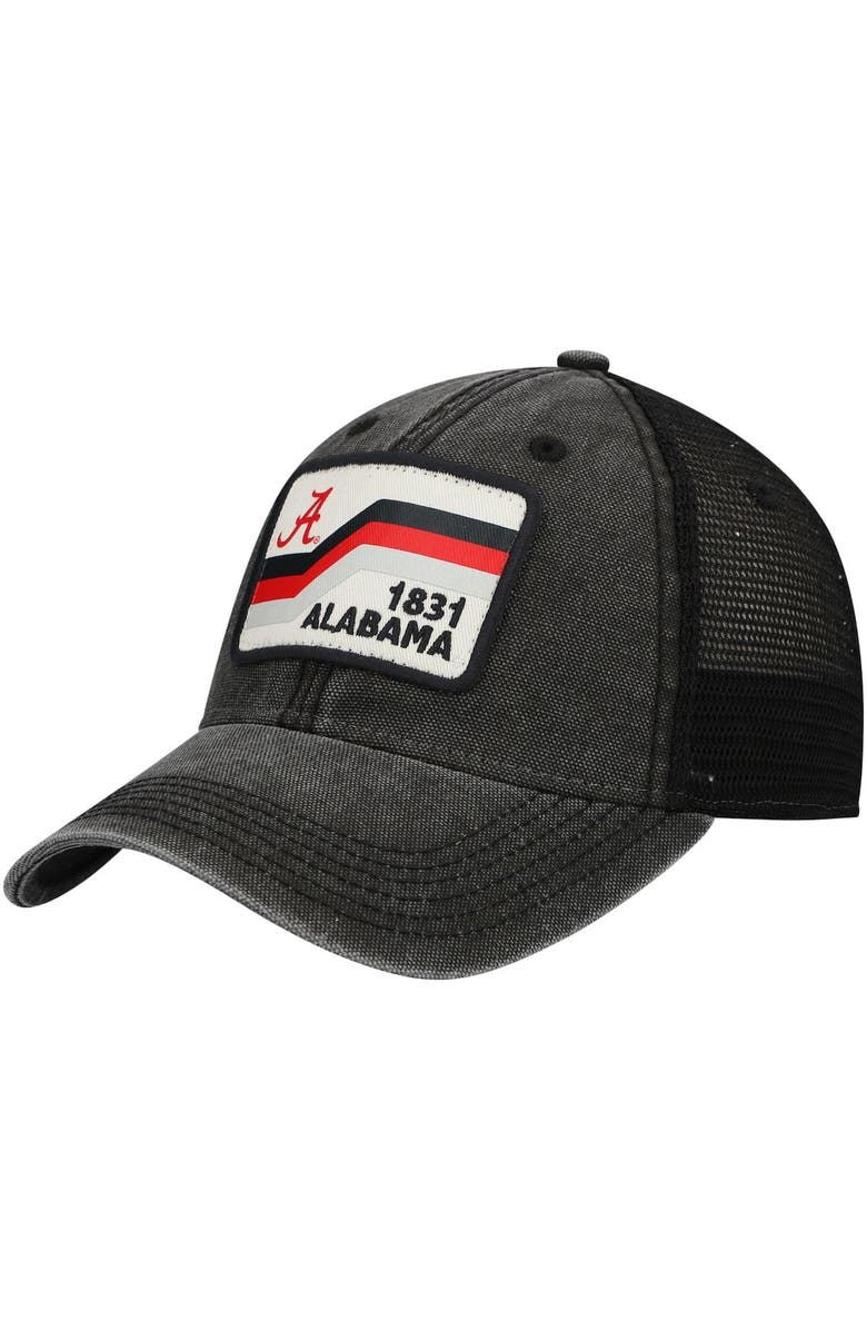 LEGACY ATHLETIC Men's Black Alabama Crimson Tide Sun & Bars Dashboard Trucker Snapback Hat, Main, color, 