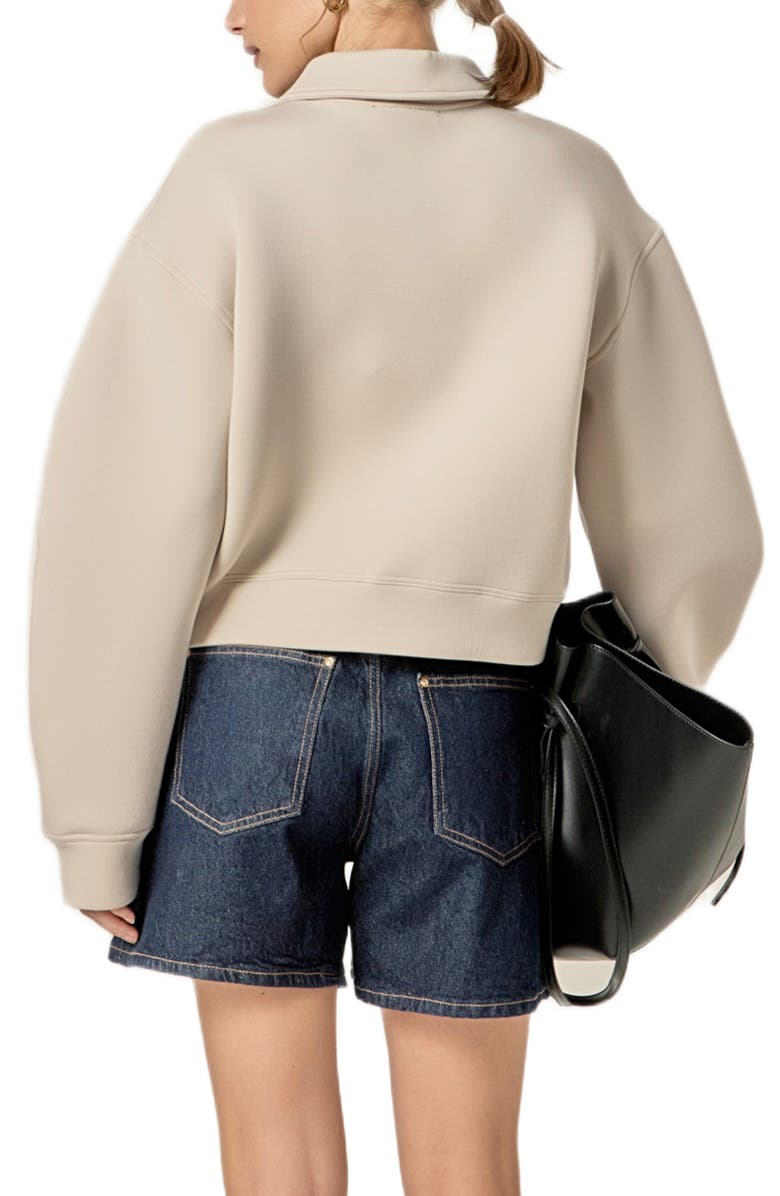 English Factory Lettering Scuba Polo Pullover, Alternate, color, Cream/ Red