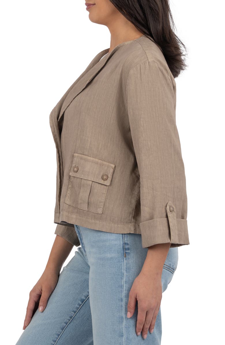 KUT from the Kloth Karie Open Front Linen Blend Jacket, Alternate, color, Khaki