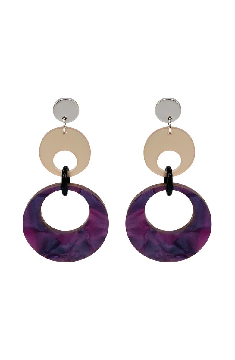 Toolally Swinging Circle Drop Earrings, Main, color, Amethyst Pearl & Champagne