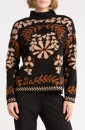 T Tahari Jacquard Mock Neck Sweater