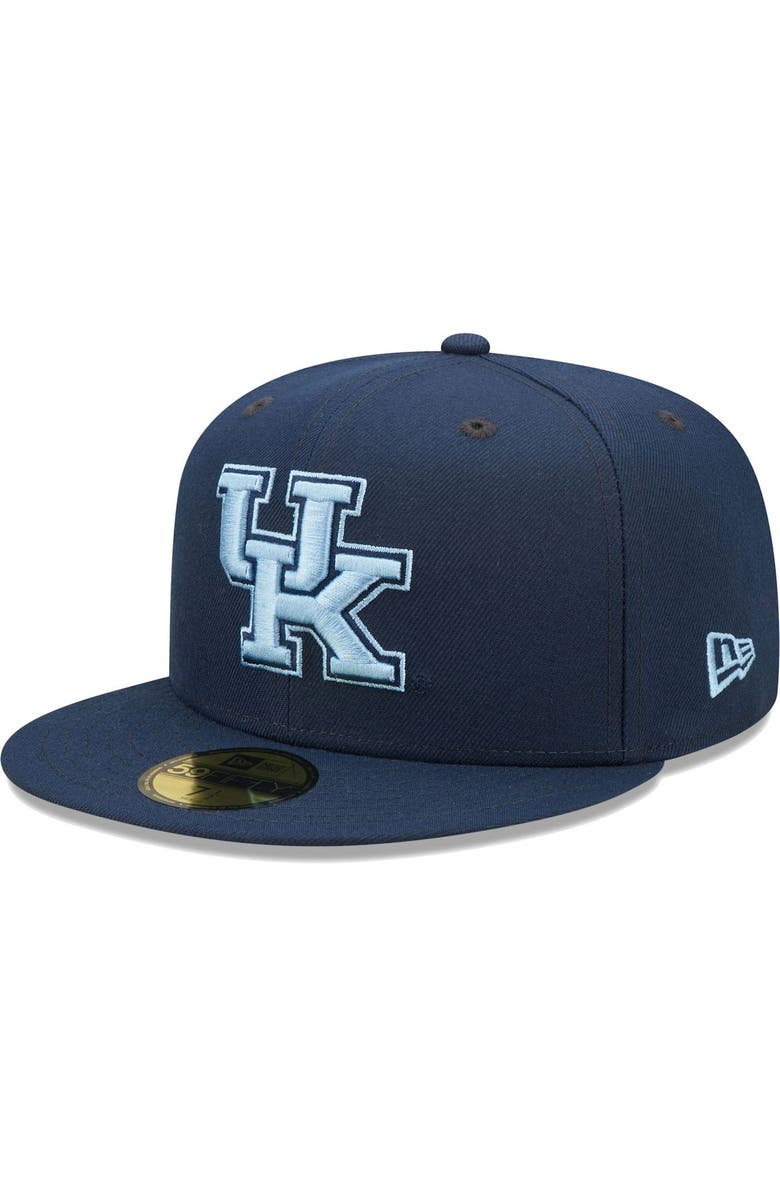New Era Men's New Era Navy Kentucky Wildcats Bright Undervisor 59FIFTY Fitted Hat, Alternate, color, 