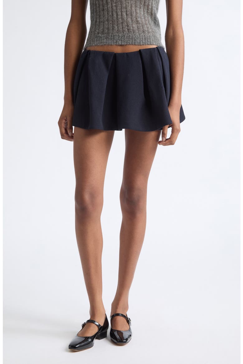 Pleated Wool Miniskirt, Main, color, NAVY BLUE