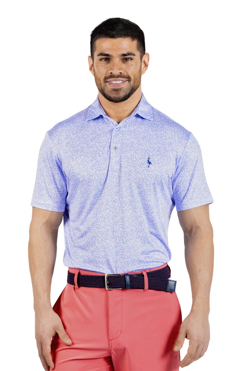 TailorByrd Abstract Maze Print Performance Polo, Alternate, color, Blue