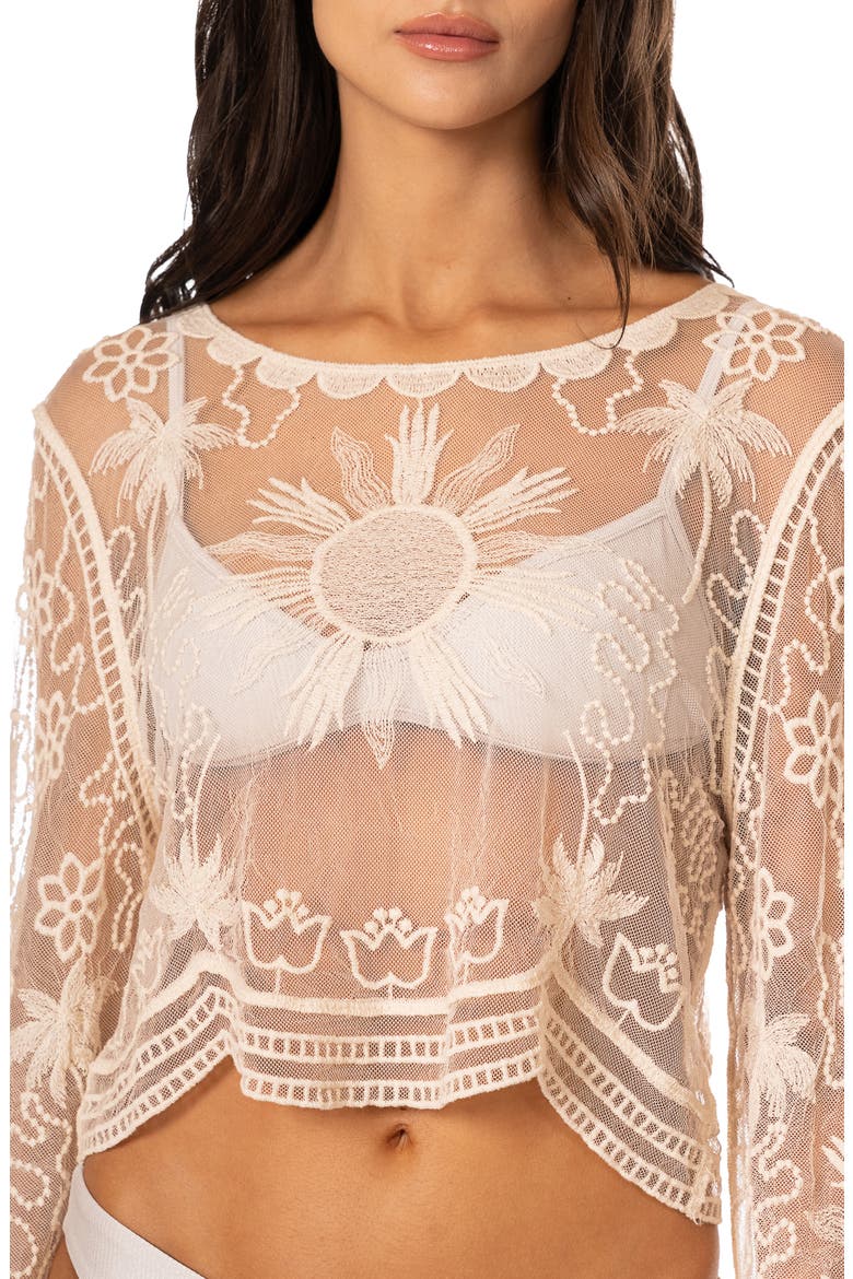 Sunroot Suneny Sheer Embroidered Cover-Up Top, Alternate, color, LIGHT BEIGE