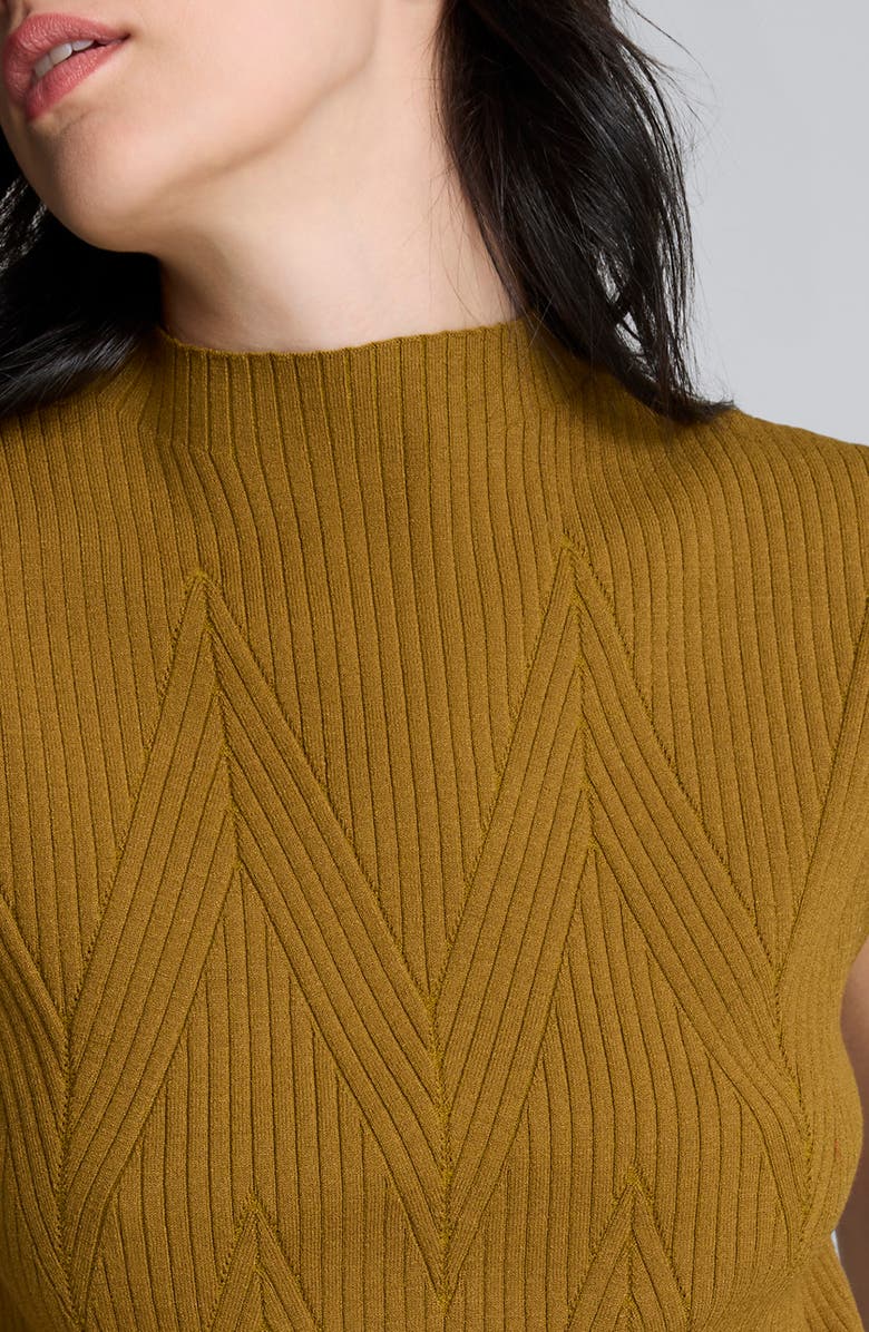 Kenneth Cole Mock Neck Chevron Rib Sweater Tank, Alternate, color, Dark Moss