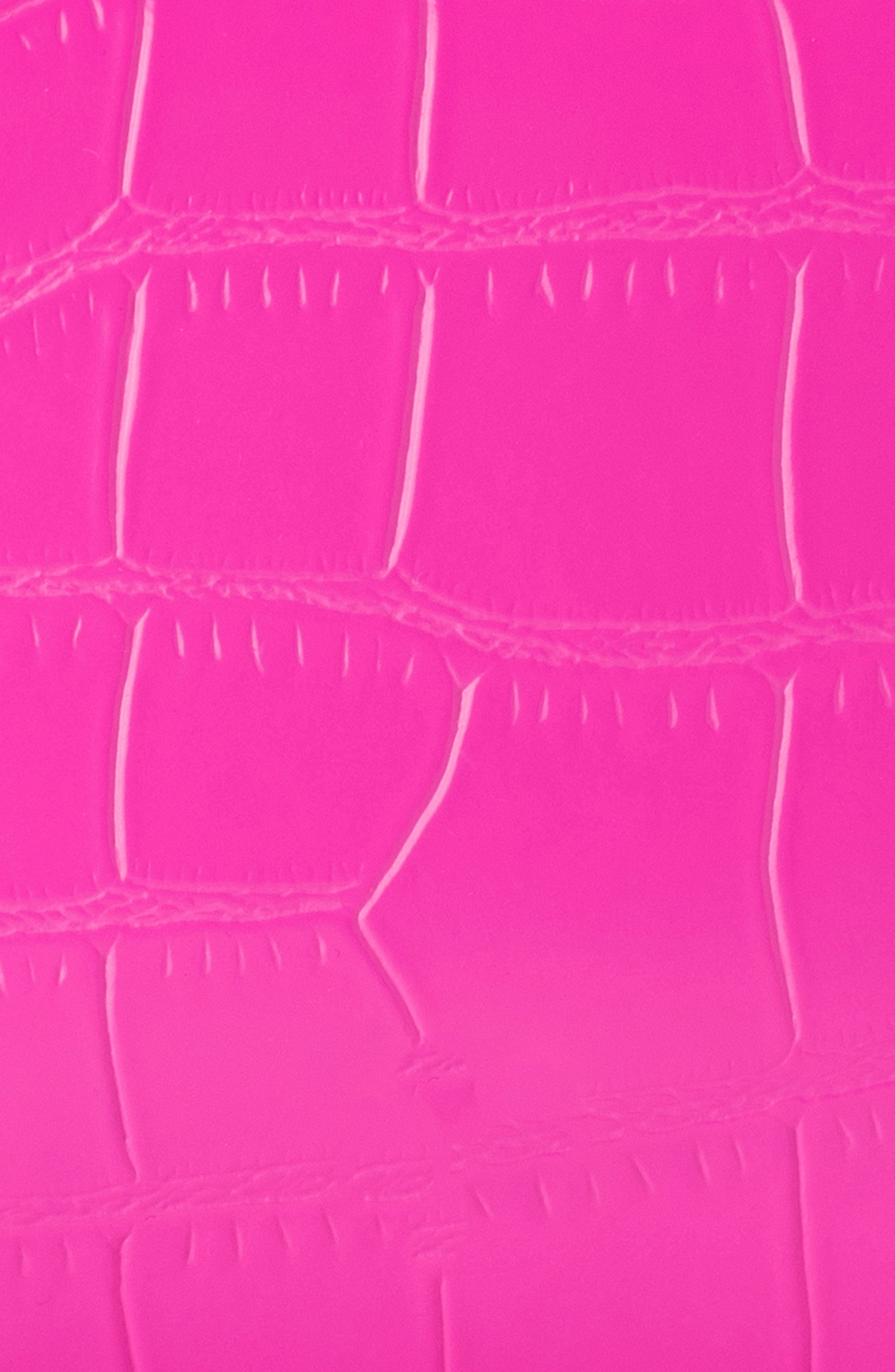 Olga Berg Nadia Croc Embossed Faux Leather Top Handle Bag, Alternate, color, Fuchsia