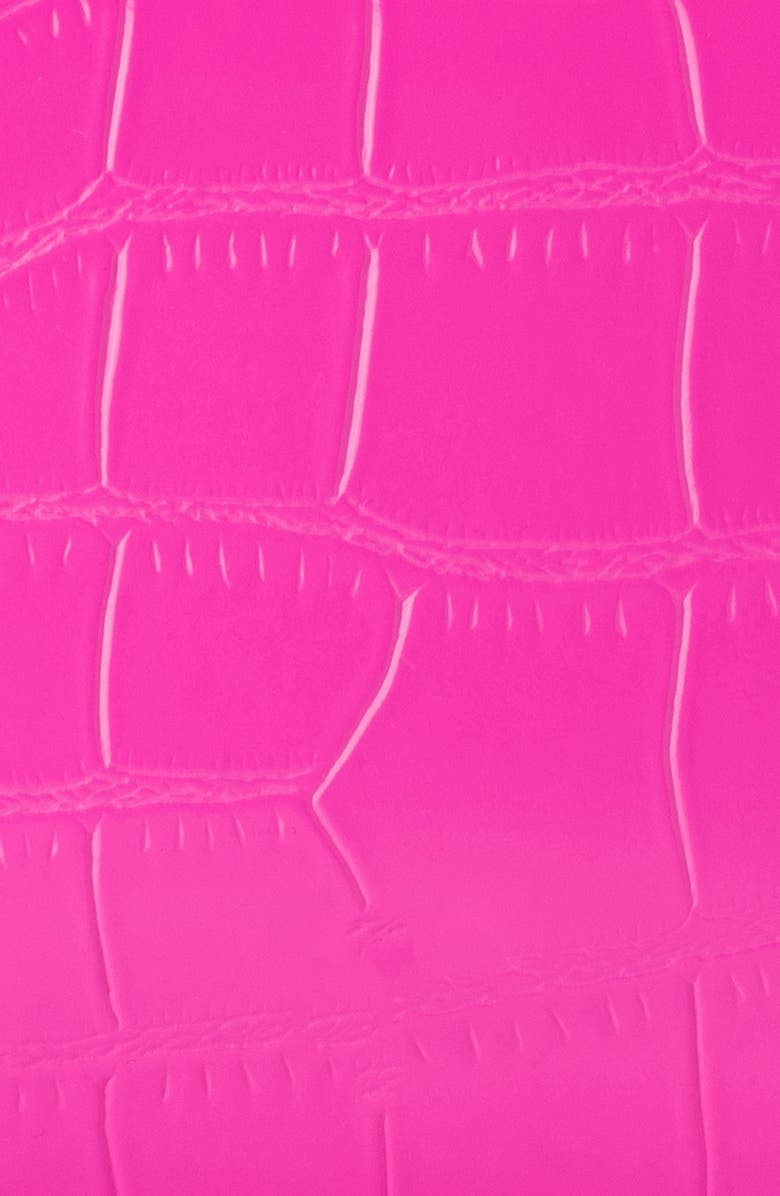 Olga Berg Nadia Croc Embossed Faux Leather Top Handle Bag, Alternate, color, Fuchsia