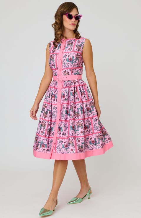Sleeveless Button Swing Dress
