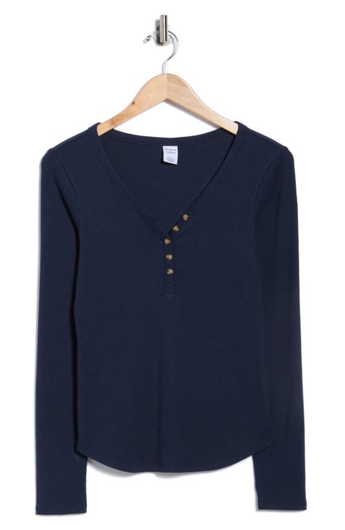 Melrose And Market Long Sleeve Henley In Blue