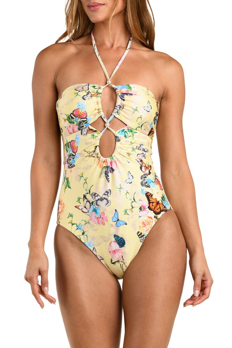 Shiva Cutout One-Piece Swimsuit, Main, color, YELLOW MULTI