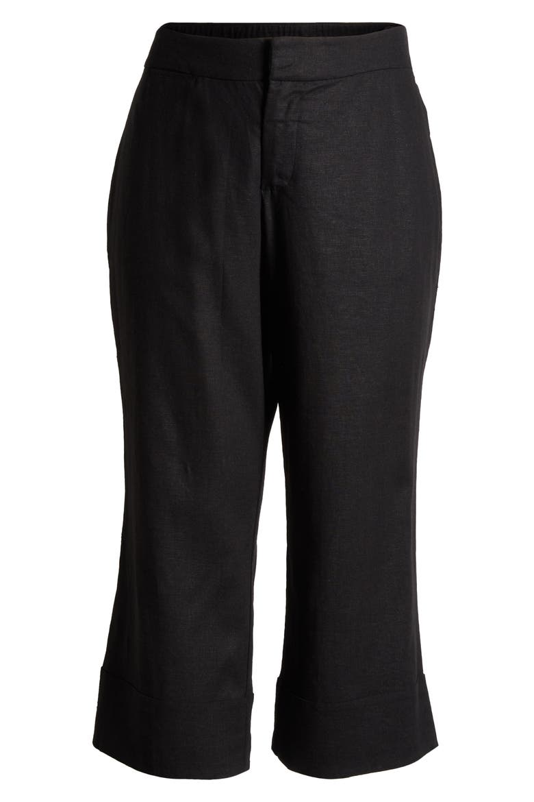 Courtyard Linen Blend Capri Pants, Alternate, color, BLACK