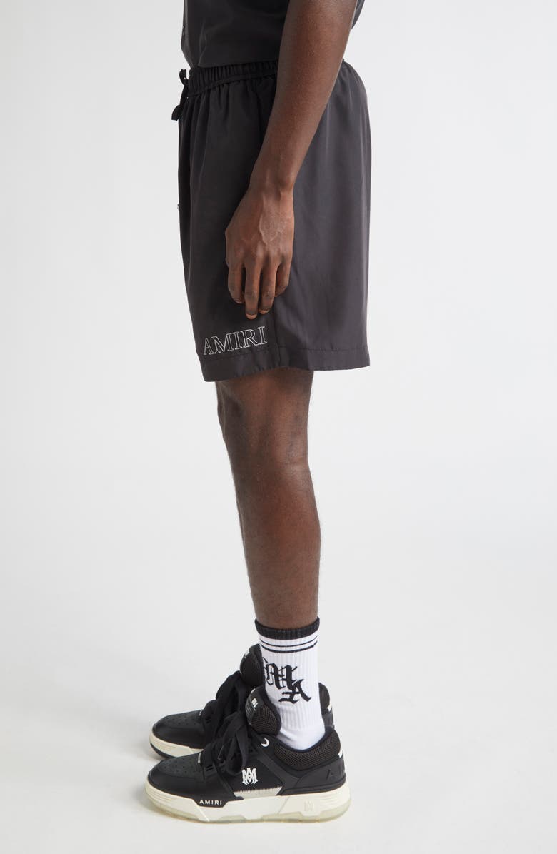 AMIRI Logo Embroidered Shorts, Alternate, color, Black