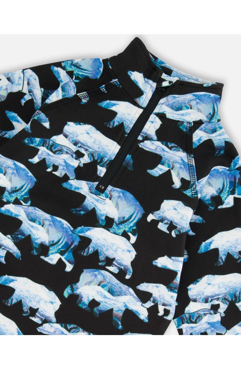 Deux par Deux Little Boy's Two Piece Thermal Underwear Set Black Printed Polar Bears, Alternate, color, Printed Bears