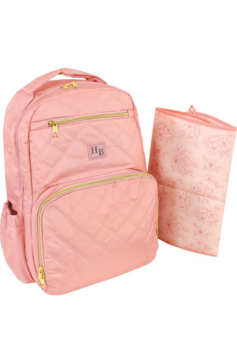 Hudson Baby Luxury Diaper Backpack Kit with Portable Changing Mat, Main, color, Blush