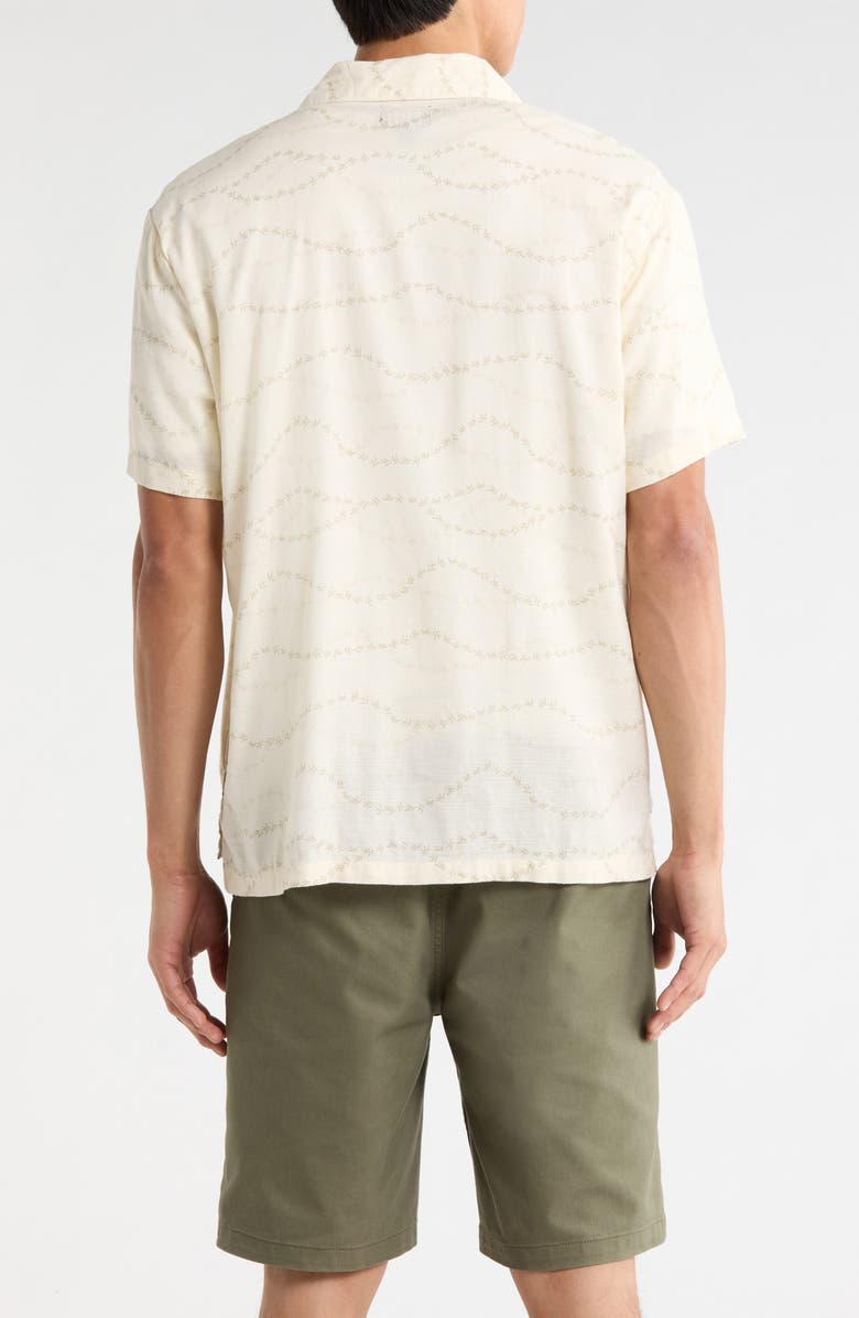 Brixton Bunker Slub Print Camp Shirt, Alternate, color, Whitecap/ Black Swallows