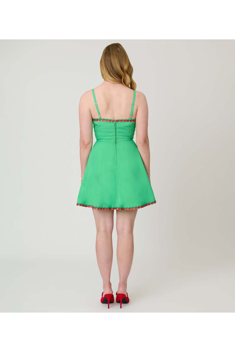 1950s Sleeveless Cotton Flare Dress, Alternate, color, Green w/ Red Apple Embroidery